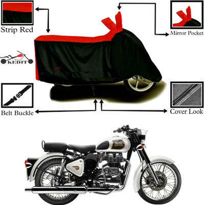 KEDIT Two Wheeler Cover for Royal Enfield(Classic Chrome, Red, Black)