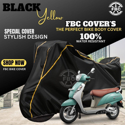 DeepShakshi AUTOMOTIVE Waterproof Two Wheeler Cover for Suzuki(Access 125, Yellow, Black)