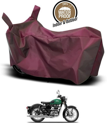 SEBONGO Waterproof Two Wheeler Cover for Royal Enfield(Classic 350, Maroon)
