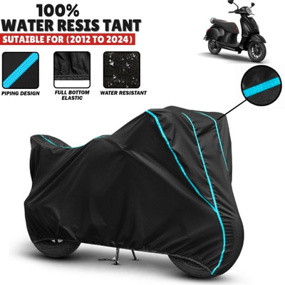 Mwiss Waterproof Two Wheeler Cover for Bajaj(Chetak, Black, Blue)