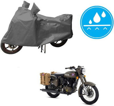 DeepShakshi AUTOMOTIVE Waterproof Two Wheeler Cover for Royal Enfield(Classic 500, Grey)
