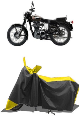 SUGASHRI Waterproof Two Wheeler Cover for Royal Enfield(Bullet 350 Twinspark, Yellow, Black)