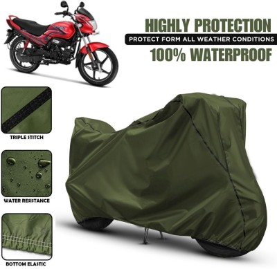 Shiv Kanha Waterproof Two Wheeler Cover for Hero(Passion Plus, Green, Black)