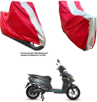 AutoGalaxy Waterproof Two Wheeler Cover for Hero(Electric Atria, Silver, Red)