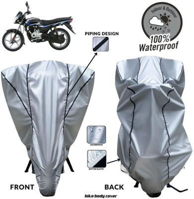MADAFIYA Two Wheeler Cover for Bajaj(Platina 100 DTS-i, Silver, Black)