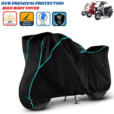 Delphinium Waterproof Two Wheeler Cover for TVS(iQube, Black)