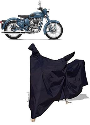 Amexride Two Wheeler Cover for Royal Enfield(Squadron Blue, Black)