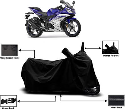Amexride Two Wheeler Cover for Yamaha(YZF-R15 V2 BS6, Black)