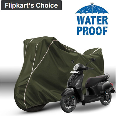 xodi Waterproof Two Wheeler Cover for Bajaj(Chetak, Green, White)