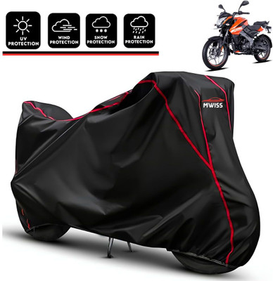 Mwiss Waterproof Two Wheeler Cover for Bajaj(Pulsar 125, Black, Red)
