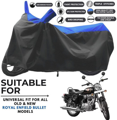 ZAQE Two Wheeler Cover for Royal Enfield(Bullet 350, Black, Blue)
