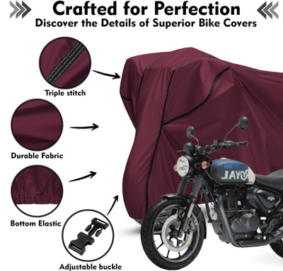 Shiv Kanha Waterproof Two Wheeler Cover for Royal Enfield(Hunter 350, Maroon, Black)