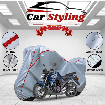 Car Styling Waterproof Two Wheeler Cover for Yamaha(FZ S FI (V 2.0) BS6, Silver, Red)