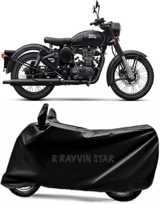 R Rayvin Star Two Wheeler Cover for Royal Enfield(Classic 500, Black)