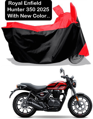 Amexride Two Wheeler Cover for Royal Enfield(Hunter 350, Red, Black)