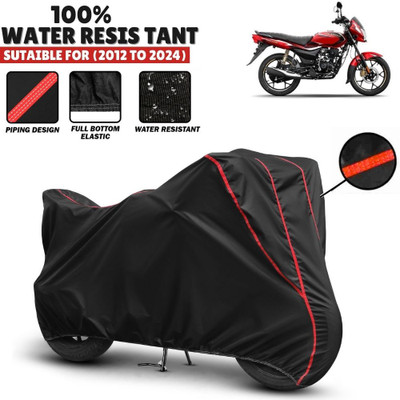 Mwiss Waterproof Two Wheeler Cover for Bajaj(Platina 110, Black, Red)