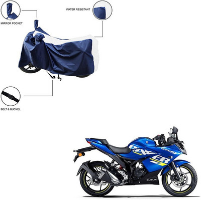 Furnish Flow Two Wheeler Cover for Suzuki(Gixxer SF, White)