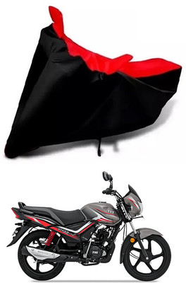 DSAMI Two Wheeler Cover for TVS(Star City Plus, Black, Red)