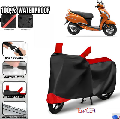 TENNYCER Waterproof Two Wheeler Cover for TVS(Jupiter 125, Red, Black)