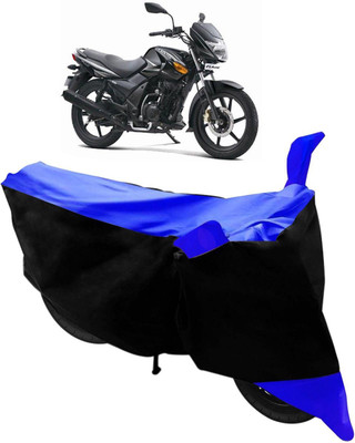 Mdstar Waterproof Two Wheeler Cover for TVS(Flame DS 125, Black, Blue)