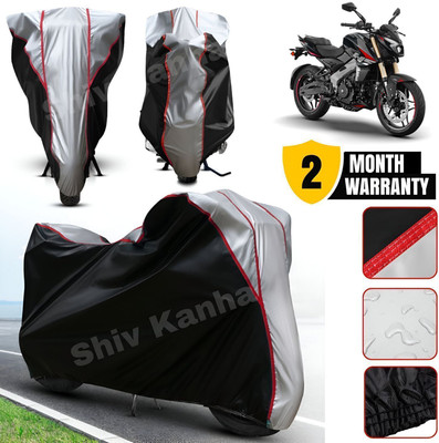 Shiv Kanha Waterproof Two Wheeler Cover for Bajaj(Pulsar, Black, Silver)