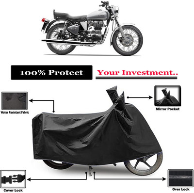 Amexride Two Wheeler Cover for Royal Enfield(Electra 5S, Black)