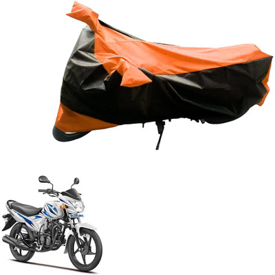 Mdstar Waterproof Two Wheeler Cover for Suzuki(Hayate, Black, Orange)