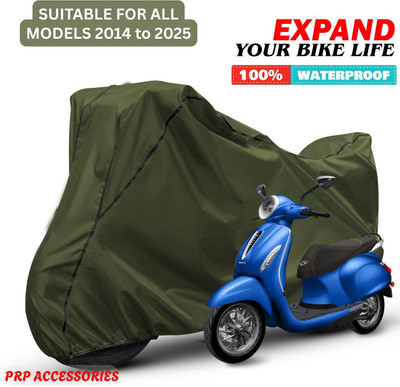 PRPaccessories Waterproof Two Wheeler Cover for Bajaj(Chetak, Green, Black)