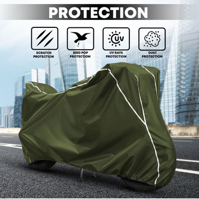 AutoGalaxy Waterproof Two Wheeler Cover for Hero(Glamour BS6, Green, White)