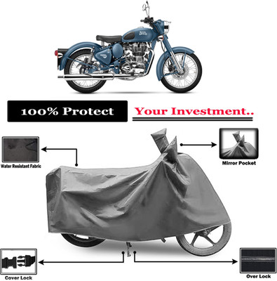 Amexride Two Wheeler Cover for Royal Enfield(Classic Squadron, Grey)
