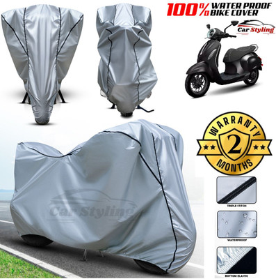 Car Styling Waterproof Two Wheeler Cover for Bajaj(Chetak, Silver, Black)