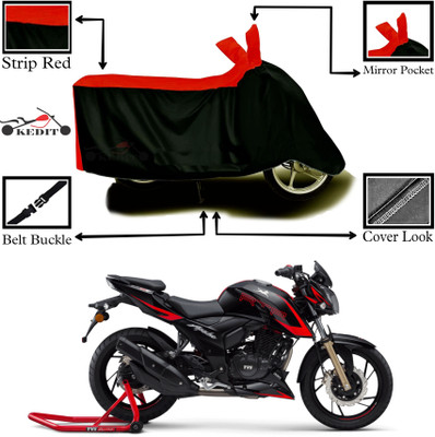 KEDIT Two Wheeler Cover for TVS(Apache RTR 200, Red, Black)