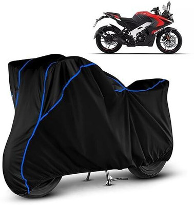 DeepShakshi AUTOMOTIVE Waterproof Two Wheeler Cover for Bajaj(Pulsar RS 200, Black, Blue)