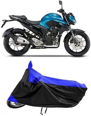 GROFATIK Two Wheeler Cover for Yamaha(FZ 25 BS6, Black, Blue)