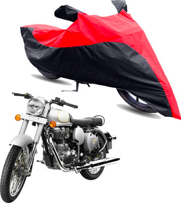 RiderShine Two Wheeler Cover for Royal Enfield(Classic 350, Red, Black)