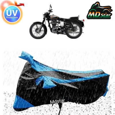 Mdstar Waterproof Two Wheeler Cover for Royal Enfield(Bullet 350, Blue, Black)