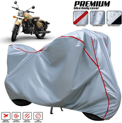 xodi Waterproof Two Wheeler Cover for Royal Enfield(Classic 350, Silver, Red, Multicolor)