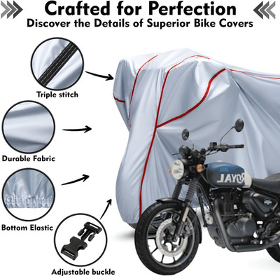 Shiv Kanha Waterproof Two Wheeler Cover for Royal Enfield(Hunter 350, Silver, Red)