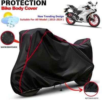 CABRY Waterproof Two Wheeler Cover for Yamaha(R15 V3, Black, Red)