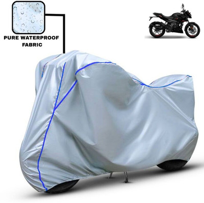Delphinium Waterproof Two Wheeler Cover for Bajaj(Pulsar N160, Silver, Blue)