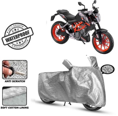 ROYAL AUTO MART Waterproof Two Wheeler Cover for KTM(200 Duke, Silver)