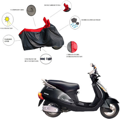 RiderShine Waterproof Two Wheeler Cover for Kinetic(Nova EX, Black, Red)