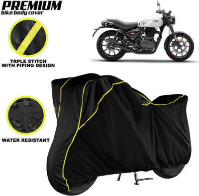 kerwa Waterproof Two Wheeler Cover for Royal Enfield(Hunter 350, Black, Yellow)