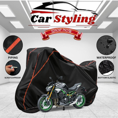 OliverX Waterproof Two Wheeler Cover for Kawasaki(Z900 BS6, Black, Red)