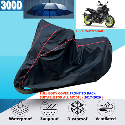 AUTOCAD Waterproof Two Wheeler Cover for Yamaha(MT 9, Black, Red)