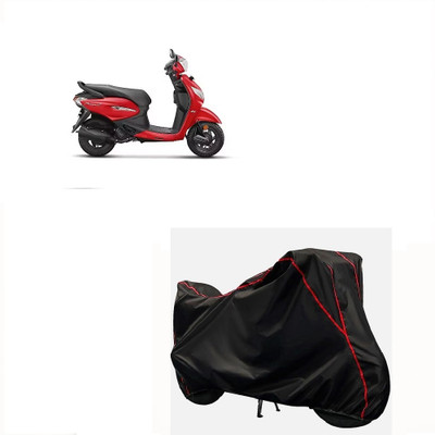 JMJW & SONS Waterproof Two Wheeler Cover for Hero(Pleasure Plus, Black, Red)