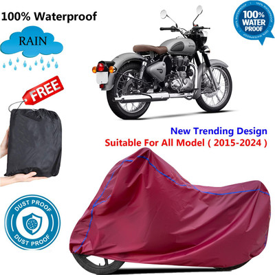 AUTOCAD Waterproof Two Wheeler Cover for Royal Enfield(Classic Gunmetal, Maroon)