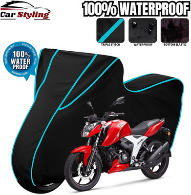 Car Styling Waterproof Two Wheeler Cover for TVS(Apache RTR 200, Black, Red)