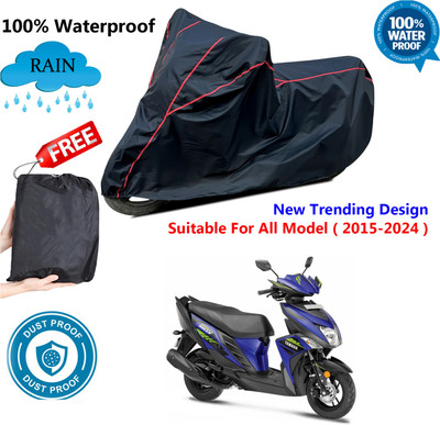 OliverX Waterproof Two Wheeler Cover for Yamaha(Cygnus Ray ZR BS6, Black, Red)