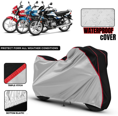 xodi Waterproof Two Wheeler Cover for Hero(HF Deluxe, Silver, Black, Red)